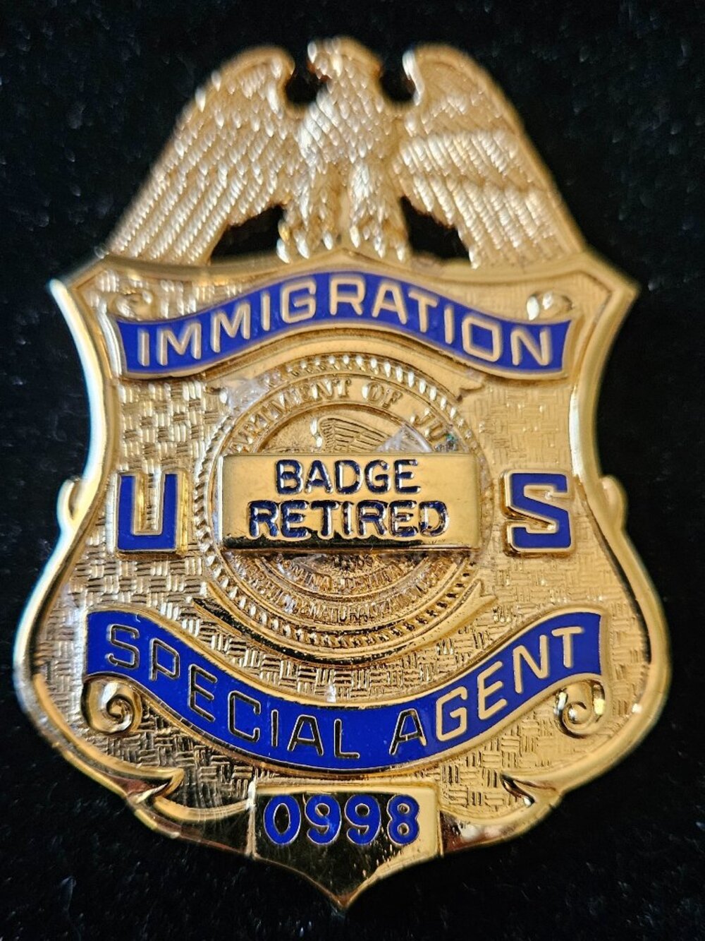 U.S. Immigration - Special Agent - Retired Badge 0998